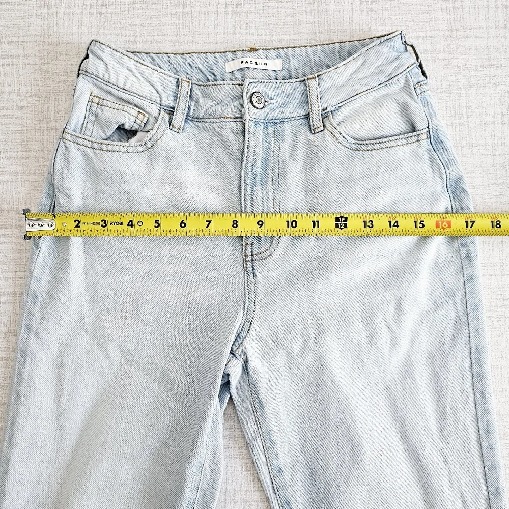 Pacsun Mom Light Blue Jeans High Waist 100% Cotton SZ 25 - Picture 10 of 12